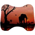 Elephant Landscape Tree Africa Sunset Safari Wild Head Support Cushion View1