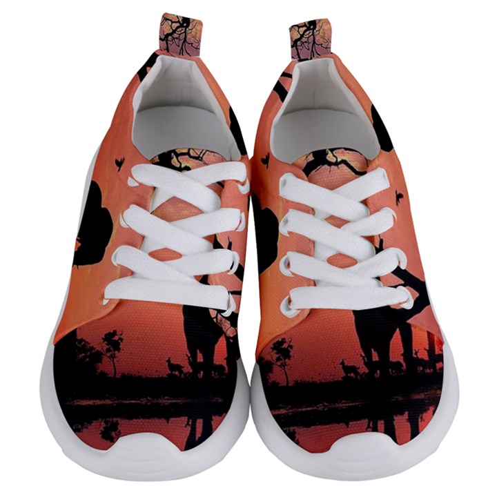 Elephant Landscape Tree Africa Sunset Safari Wild Kids  Lightweight Sports Shoes