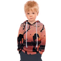 Elephant Landscape Tree Africa Sunset Safari Wild Kids  Overhead Hoodie