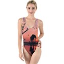 Elephant Landscape Tree Africa Sunset Safari Wild High Leg Strappy Swimsuit View1