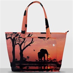 Elephant Landscape Tree Africa Sunset Safari Wild Back Pocket Shoulder Bag  by Jatiart