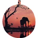 Elephant Landscape Tree Africa Sunset Safari Wild Round Trivet View1