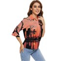 Elephant Landscape Tree Africa Sunset Safari Wild Women s Quarter Sleeve Pocket Shirt View2