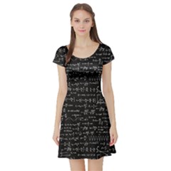 Math Equations Formulas Pattern Short Sleeve Skater Dress by Ravend