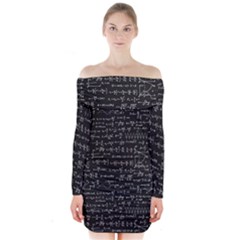 Math Equations Formulas Pattern Long Sleeve Off Shoulder Dress by Ravend