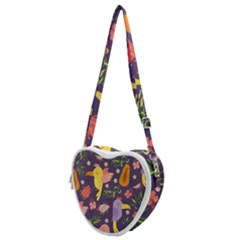 Exotic Seamless Pattern With Parrots Fruits Heart Shoulder Bag