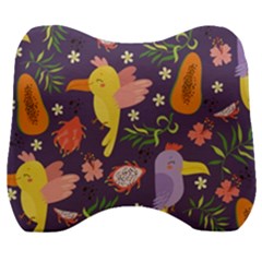 Exotic Seamless Pattern With Parrots Fruits Velour Head Support Cushion by Ravend