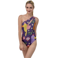 Exotic Seamless Pattern With Parrots Fruits To One Side Swimsuit by Ravend