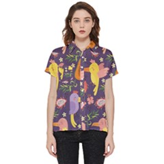 Exotic Seamless Pattern With Parrots Fruits Short Sleeve Pocket Shirt by Ravend