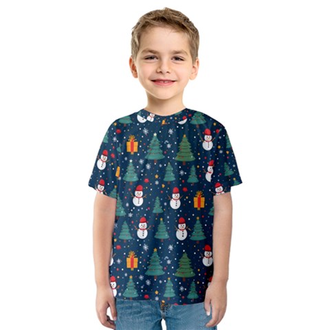 Snow Snowman Tree Christmas Tree Kids  Sport Mesh T-shirt by Ravend