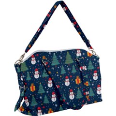 Snow Snowman Tree Christmas Tree Canvas Crossbody Bag by Ravend