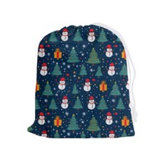 Snow Snowman Tree Christmas Tree Drawstring Pouch (xl) by Ravend