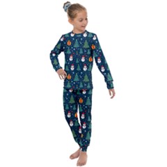 Snow Snowman Tree Christmas Tree Kids  Long Sleeve Set  by Ravend