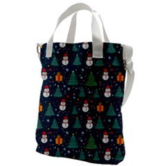 Snow Snowman Tree Christmas Tree Canvas Messenger Bag by Ravend