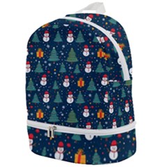 Snow Snowman Tree Christmas Tree Zip Bottom Backpack by Ravend