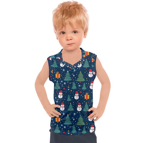 Snow Snowman Tree Christmas Tree Kids  Sport Tank Top by Ravend