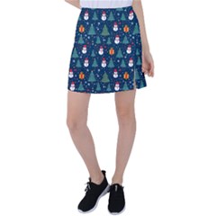 Snow Snowman Tree Christmas Tree Tennis Skirt by Ravend