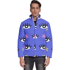 Eye Star Asterisk Pattern Background Men s Puffer Bubble Jacket Coat by Ravend