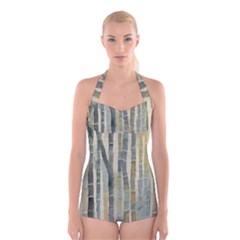 Bamboo Plants Boyleg Halter Swimsuit  by Ravend