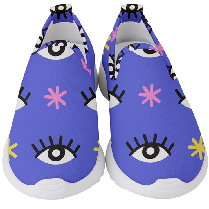 Eye Star Asterisk Pattern Background Kids  Slip On Sneakers