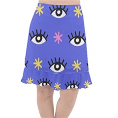 Eye Star Asterisk Pattern Background Fishtail Chiffon Skirt by Ravend