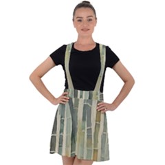 Bamboo Plants Velvet Suspender Skater Skirt by Ravend