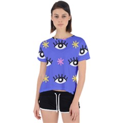 Eye Star Asterisk Pattern Background Open Back Sport T-shirt