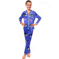 Eye Star Asterisk Pattern Background Kids  Satin Long Sleeve Pajamas Set by Ravend