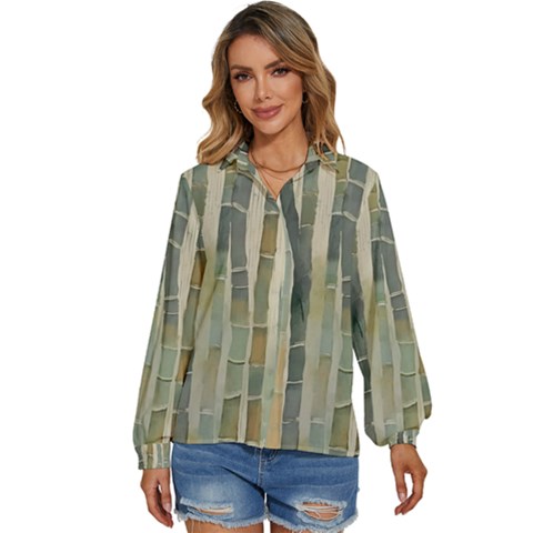 Bamboo Plants Women s Long Sleeve Button Up Shirt by Ravend