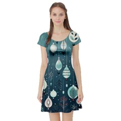 Ball Bauble Winter Short Sleeve Skater Dress by Ravend