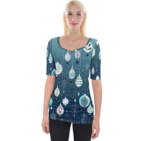 Ball Bauble Winter Wide Neckline T-shirt by Ravend