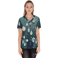 Ball Bauble Winter Women s V-neck Scrub Top by Ravend