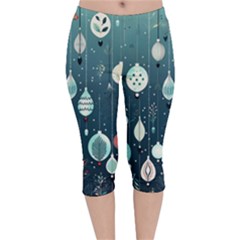 Ball Bauble Winter Velvet Capri Leggings 