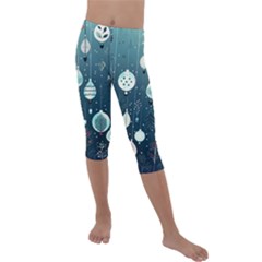 Ball Bauble Winter Kids  Lightweight Velour Capri Leggings 