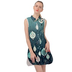 Ball Bauble Winter Sleeveless Shirt Dress