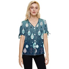 Ball Bauble Winter Bow Sleeve Button Up Top by Ravend