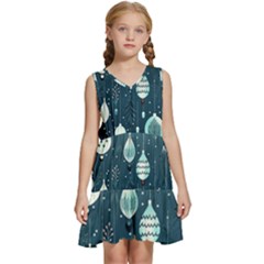 Ball Bauble Winter Kids  Sleeveless Tiered Mini Dress by Ravend