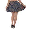 Pattern Floral Leaves Velvet Skater Skirt View2