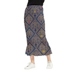 Pattern Floral Leaves Maxi Fishtail Chiffon Skirt by Ravend