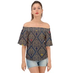 Pattern Floral Leaves Off Shoulder Short Sleeve Top by Ravend