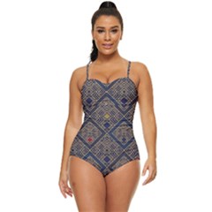 Pattern Floral Leaves Retro Full Coverage Swimsuit by Ravend