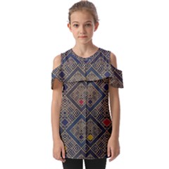 Pattern Flower Design Fold Over Open Sleeve Top by Ravend