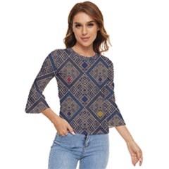 Pattern Flower Design Bell Sleeve Top