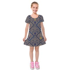 Pattern Flower Design Kids  Short Sleeve Velvet Dress