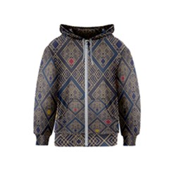 Pattern Seamless Antique Luxury Kids  Zipper Hoodie