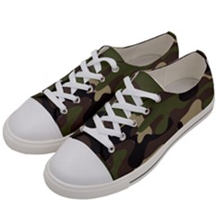 Texture Military Camouflage Repeats Seamless Army Green Hunting Women s Low Top Canvas Sneakers by Ravend