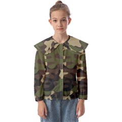 Texture Military Camouflage Repeats Seamless Army Green Hunting Kids  Peter Pan Collar Blouse by Ravend