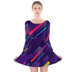 Colorful Abstract Background Long Sleeve Velvet Skater Dress