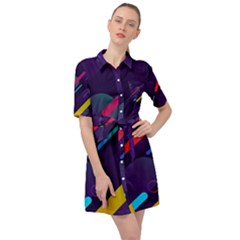 Colorful Abstract Background Belted Shirt Dress by Ravend