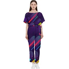 Colorful Abstract Background Batwing Lightweight Chiffon Jumpsuit by Ravend